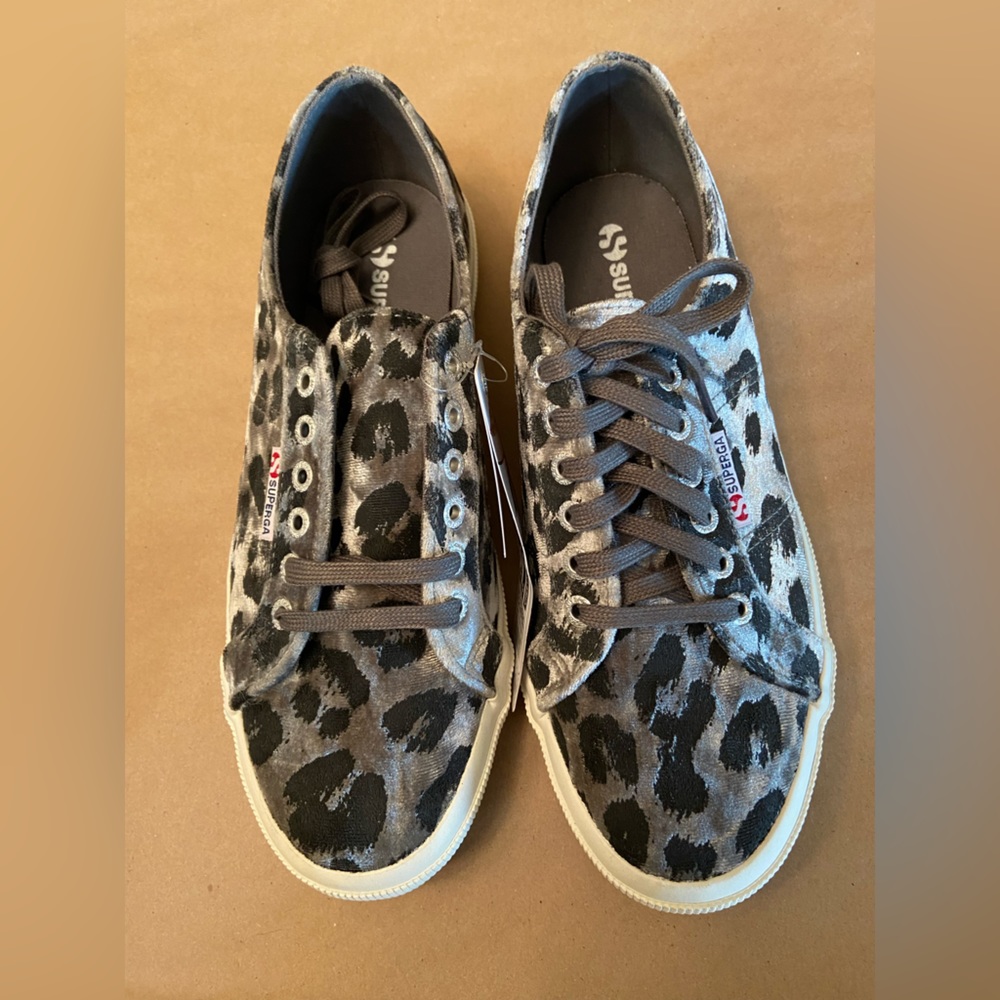Superga Cotu - Cheetah Print Gray Sneakers, Size 10, NWT, New in Box!